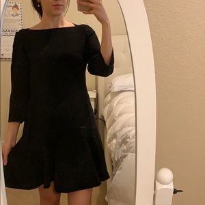 Kate Spade Black Crepe Flounce Dress